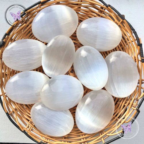 White Selenite Palm Stone